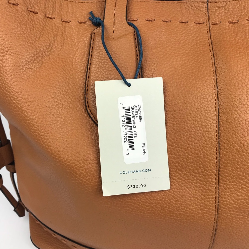 COLE HAAN ALESSA DRAWSTRING TOTE Pecan/Tan - Picture 2 of 7